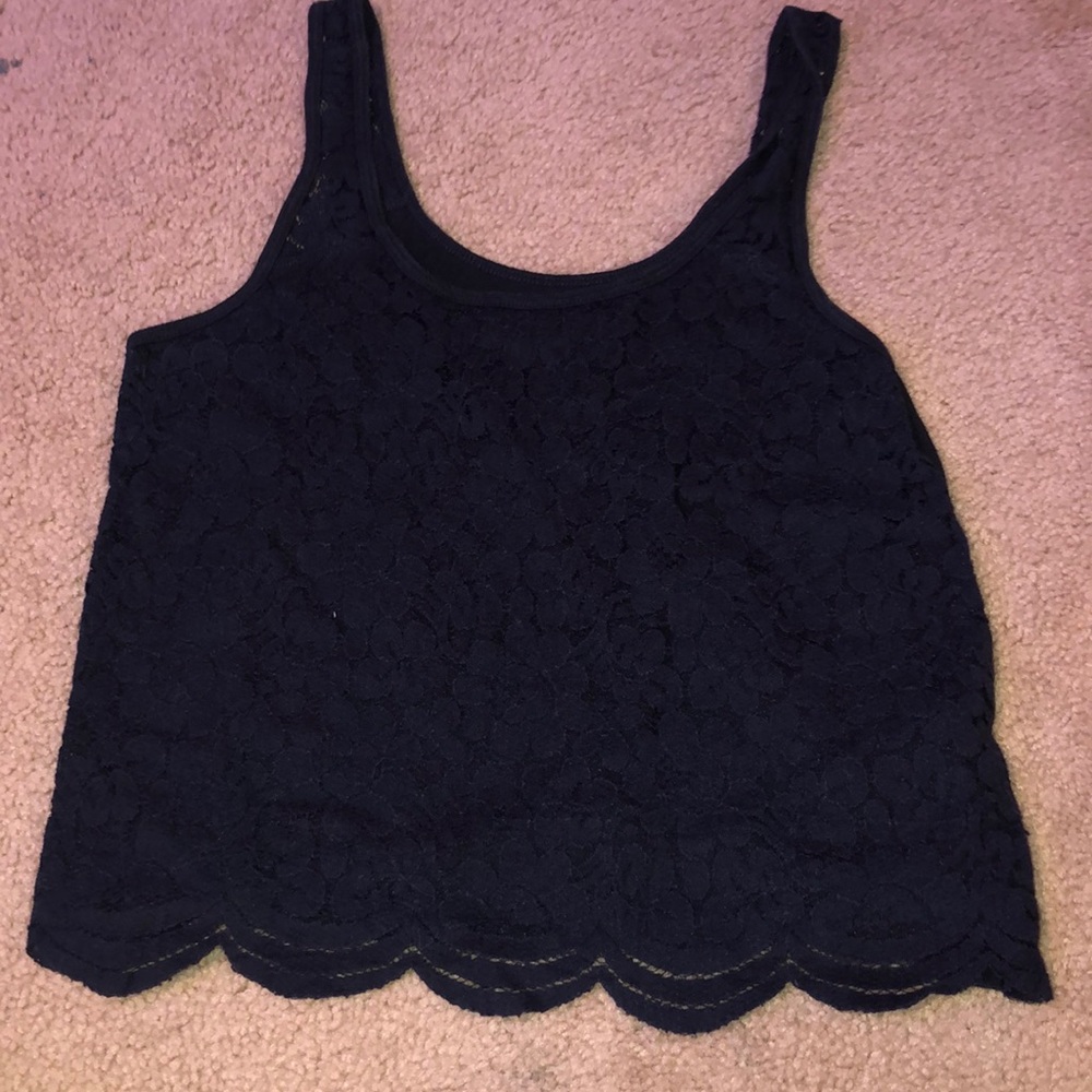 navy laced tank top from hollister